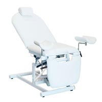 Three-section hydraulic gynecological examination rack with cervical cushion, adjustable height, backrest, and footrest